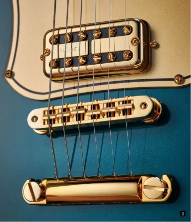  ??  ?? 3. All the parts and the pickups are off-the-shelf. The locking bridge and tailpiece are by TonePros