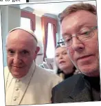  ??  ?? AUTHOR: Survivor Paul Redmond with Pope Francis yesterday