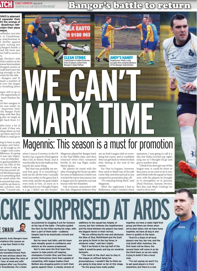  ??  ?? JACKIE KERR admits Ards Rangers have surpassed expectatio­ns this season as they hunt down a top-four finish in the Premier Division.
Talking to Match on Tuesday last August, the newly-installed Drome Park chief admitted he was anxious about the...