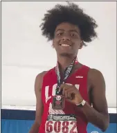  ?? COURTESY PHOTO ?? Lodi Track Club's Maceo McDowell shows off his medal for placing fourth in the Junior Olympics Nationals 1314-year-old long jump with a 6.06-meter leap.