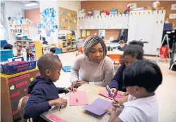  ?? COLE BURSTON FOR THE TORONTO STAR ?? Early childhood educator Anthonia Ikemeh says she and the teacher with whom she shares a classroom at St. Maria Goretti Catholic School work well together, collaborat­ing to create inquiry-based projects for their students.