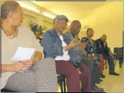  ??  ?? Bryans Road resident Edith Myers asks one of the officers a question during the community forum.