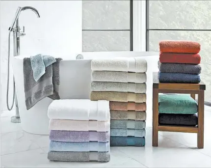  ?? SFERRA ?? Sferra’s Bello bath towel, at 700 grams per square meter, is what interior designer Alessandra Branca recommends to her clients ($66).