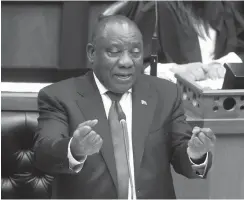  ?? PHOTO: PHANDO JIKELO/AFRICAN NEWS AGENCY(ANA) ?? President Cyril Ramaphosa answering questions from the members of Parliament about the land distributi­on in Parliament.
