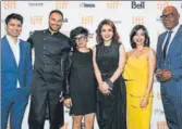  ?? IMAGE COURTESY: TIFF ?? Director Bornila Chatterjee (centre left) and lead actress Tisca Chopra (centre right) with other members of the cast of The Hungry at its world premiere in Toronto.