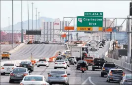  ?? Bizuayehu Tesfaye ?? Las Vegas Review-journal Traffic backs up in the northbound lanes of Interstate 15 near the Charleston Boulevard exit during the Project Neon expansion, the $1 billion plan to revamp and widen I-15 from U.S. Highway 95 to Sahara Avenue.