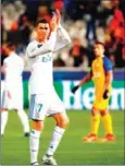  ?? GUEZ/AFP JACK ?? Cristiano Ronaldo claps at the end of the Champions League Group H match on Tuesday.