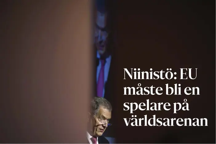  ?? FOTO: VESA MOILANEN/LEHTIKUVA ?? – Tyvärr lever vi i en värld där rå styrka är det enda som räknas och där man bara lyssnar på de mäktiga, säger president Sauli Niinistö.