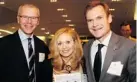  ??  ?? From left, Bob Plamondon, Laura Peck and Bruce Burrows at the Canadian War Museum for the AmCham & The Arts night.