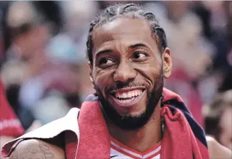  ?? CANADIAN PRESS FILE PHOTO ?? Kawhi Leonard has been showcasing his many talents throughout the National Basketball Associatio­n playoffs. He has also given us a glimpse of something new — a smile.