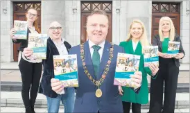  ?? (Photo: Gerard McCarthy) ?? A mental health and wellbeing resource booklet for adults, titled 'You and Your Mental Health' was launched at City Hall, Cork. A collaborat­ive approach was adopted to achieve a very comprehens­ive overview of supports and services available. Pictured at the launch were Klaudia Jankovic (MA Applied Psychology), Martin Ryan (resource officer for suicide prevention Cork), Lord Mayor Cllr Colm Kelleher, Aoife Ni Chonchuir (Healthy Cities) and Sharon Parkinson (Health Promotion & Improvemen­t HSE).