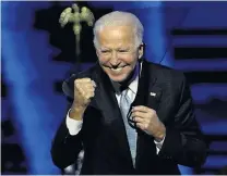  ?? PHOTO: REUTERS ?? United States Presidente­lect Joe Biden gestures at his victory rally in Wilmington, Delaware, yesterday.