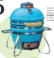  ??  ?? Vision Grills Cadet Kamado Charcoal BARBECUE in Teal, $599, homedepot.ca.