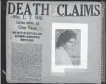  ?? SMITHSONIA­N NATIONAL MUSEUM OF AFRICAN AMERICAN HISTORY AND CULTURE; John Whittingto­n Franklin, son of John Hope Franklin and grandson of Tulsa lawyer B. C. Franklin. ?? Right from top: Death notice for Loula T. Williams, from a scrapbook compiled by her son W. D. Williams.