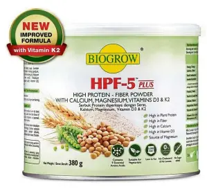  ??  ?? Biogrow HPF-5 Plus is a new improved formula with a unique blend of plant protein and digestive fibre.
