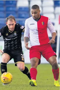  ??  ?? Rival Chris Humphrey, right, playing for East Kilbride against Inverness Caley Thistle in last year’s Scottish Cup fourth round