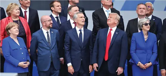 ??  ?? In the skies: ‘What good is Nato if Germany is paying Russia billions for energy?’ asked US president Donald Trump in a tweet
