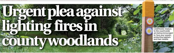  ??  ?? CAMPAIGN: Visitors to the countrysid­e are being encouraged to ‘love your woods’, protecting habitats and their wildlife