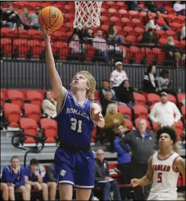  ?? ?? For their trip to Spa City against Cutter Morning Star in Hot Springs, Collie paced Bismarck with a big 18 points and had four steals to post in double-figures—kp followed with a productive nine points in a 23-point victory, 46-23.
During tournament play in Carlisle, the Lady