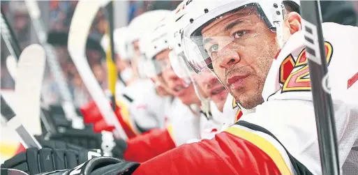  ?? JEFF VINNICK GETTY IMAGES FILE PHOTO ?? While Flames great Jarome Iginla grew up a fan of Mark Messier and Wayne Gretzky, he says it was special to see Black NHL players like Grant Fuhr make an impact.