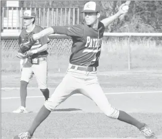  ?? Fred Conley • Times-Herald ?? Palestine-Wheatley Patriots pitcher Jackson Wilson worked the first three innings in Monday's conference baseball game against CAC. The Patriots won the game 15-7.