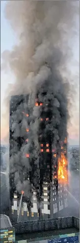  ??  ?? Grenfell Tower ablaze in June last year
