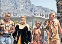  ?? PICTURE: TRACEY ADAMS ?? RECOGNITIO­N: Queen Katrina Esau, second from left, and from left, her son Charles Tities, Dawid Kruiper’s daughter Lys Kruiper and the queen’s head of protocol, David van Wyk, at the renaming ceremony in Woodstock, Cape Town, yesterday.