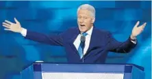  ?? J. SCOTT APPLEWHITE/ASSOCIATED PRESS ?? Former President Bill Clinton speaks during the second day of the convention in Philadelph­ia on Tuesday, sharing anecdotes about his wife.