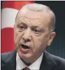  ??  ?? RECEP TAYYIP ERDOGAN: Urged EU to ‘ keep its promises’ on refugees and membership of bloc.