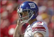  ?? CHARLIE RIEDEL — ASSOCIATED PRESS ?? Giants kicker Josh Brown reacts after missing a field goal during a September 2013 game against the Chiefs in Kansas City.