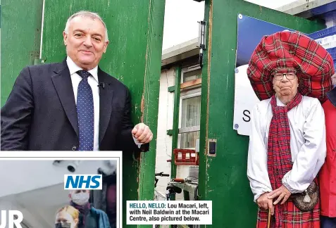  ?? ?? HELLO, NELLO: Lou Macari, left, with Neil Baldwin at the Macari Centre, also pictured below.