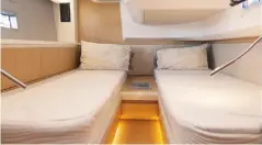  ??  ?? The guest cabin can be a double, a twin, or twin berths that conert to a double