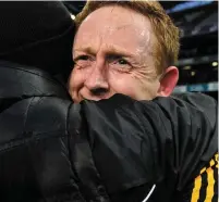  ?? BRENDAN MORAN / SPORTSFILE ?? Colm Cooper sheds tears of joy as he celebrates Dr Crokes’ victory over Slaughtnei­l seconds after the final whistle