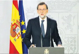  ?? Stringer/AFP ?? Mariano Rajoy pode suspender a autonomia parcial da Catalunha e forçar eleições antecipada­s