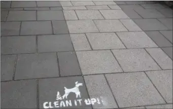 ?? Pic: ?? One of the spray paint messages stencilled onto footpaths in Strandhill. Cllr Keith Henry.