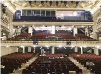  ?? ANTHONY VAZQUEZ/SUN-TIMES PHOTOS ?? ABOVE, LEFT: The mechanical and production systems may be the latest tech, but the grand architectu­re of the Studebaker Theater, which opened near the end of the 19th century, is unchanged. ABOVE, RIGHT: The renovated theater will have 600 seats.