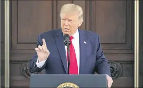  ?? PATRICK SEMANSKY — THE ASSOCIATED PRESS ?? President Donald Trump speaks during a news conference Monday at the White House.