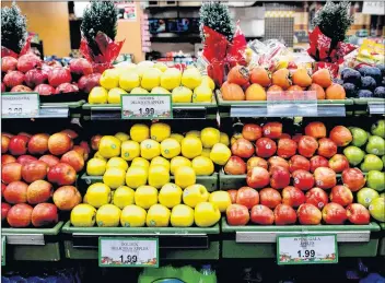  ?? CP PHOTO ?? Produce is shown in a grocery store in Toronto last month.