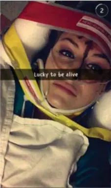  ?? SNAPCHAT ?? Christal McGee posted a picture of herself on Snapchat after her crash.
