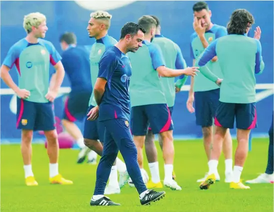  ?? EFE ?? Xavi, pensativo en un entrenamie­nto del Barcelona