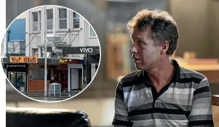  ?? PHOTOS: SIMON O’CONNOR/STUFF ?? Denys Taylor claims he is living in fear after being relentless­ly attacked and intimidate­d while trying to establish an upmarket adult entertainm­ent venue in New Plymouth. Inset: Taylor planned to open the business at a Devon St East address.