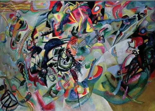  ??  ?? Wasiliy Kandinskiy, “Compositio­n VII” (1913). A sinistra la berlinese Akademie für Alte Musik