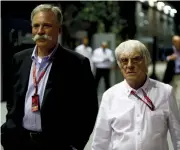  ??  ?? Chase Carey and Bernie Ecclestone. Men with very different approaches to the business of Formula 1