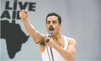  ?? ALEX BAILEY/20TH CENTURY FOX ?? The 2018 biopic Bohemian Rhapsody, starring eventual Academy Award winner Rami Malek, played fast and loose with many of the facts surroundin­g the life of controvers­ial Queen frontman Freddie Mercury. Despite its flaws, the movie went on to win four Oscars.