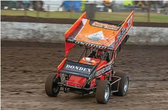  ?? Photo: CONTRIBUTE­D ?? Lachlan McHugh experience­d an eventful opening to the Toowoomba Speedway season last Saturday night.