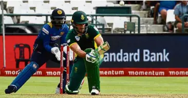  ?? — AFP ?? Smashing form: South Africa’s Faf du Plessis (right) batting in the One Day Internatio­nal match against Sri Lanka at the Newlands Cricket stadium in Cape Town on Tuesday