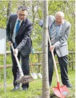  ?? FOTO: BOSCH ?? Im Frühjahr 2017 pflanzten OB Norbert Zeidler (links) und Arthur Handtmann den Baum.