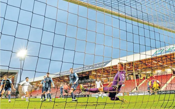  ?? ?? OFF THE MARK: Kane Ritchie-hosler scores a debut goal during the Pars’ Scottish Cup match against Forfar at East End Park.