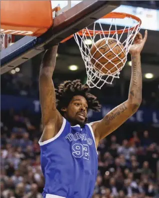  ?? BERNARD WEIL, TORONTO STAR ?? Raptors’ Lucas Nogueira had eight points and nine rebounds in 19 valuable minutes in a 124-110 win over Minnesota.