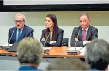  ?? GVA ?? Pérez (Ivie), Merino y Navarro (CEV), ayer, en la conferenci­a.